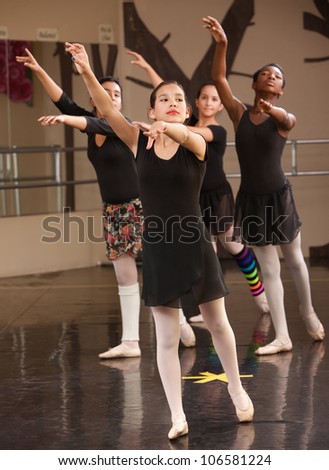 Group of young Black and Latina dance students in class