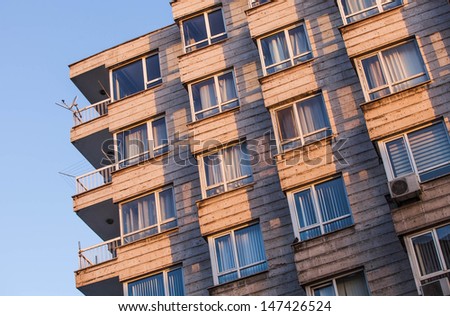 Many windowed apartment house in Turkey