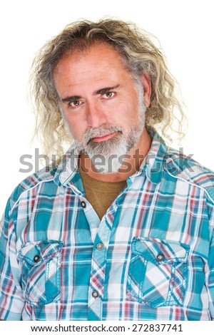 Friendly mature man with beard and flannel shirt
