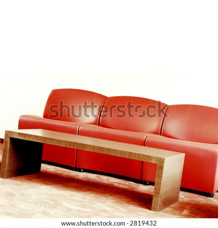 red sofa for three persons