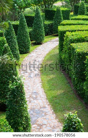 Stone walkway In Garden