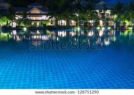 swimming pool in night illumination
