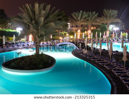 swimming pool in night illumination