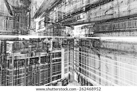 Digital Perspectives series night city. The design consists of light grids and fractal elements as a metaphor on the subject of business, science, education and technology