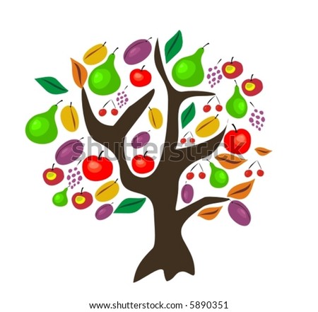 Vector Tree With Fruits - 5890351 : Shutterstock
