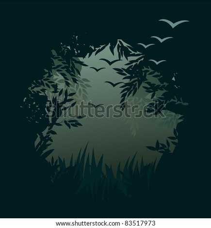Dark Misty Background Of The Forest Stock Vector Illustration 83517973