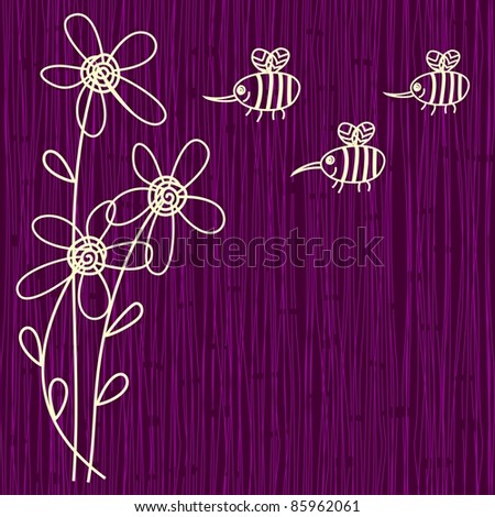 purple flower and bee background