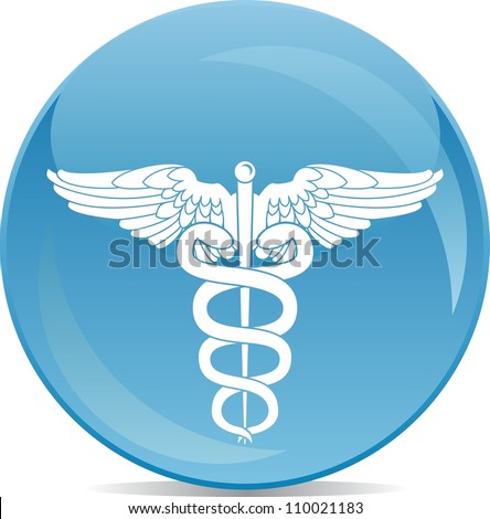 icon of pharmacy sign white silhouette on blue ball