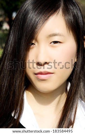 Gorgeous female model asian sad