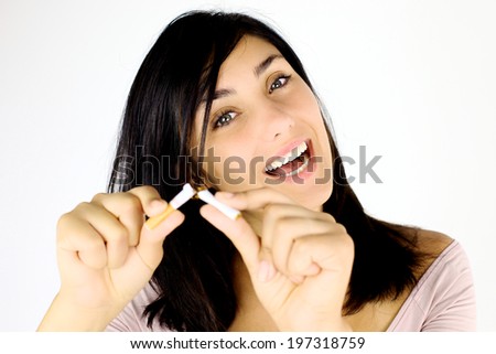 Gorgeous lady happy about stop smoking