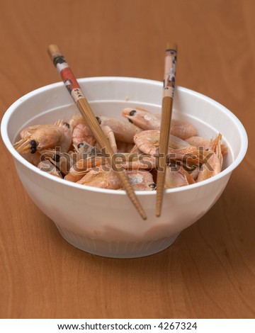An image of chinese sticks and shrimps