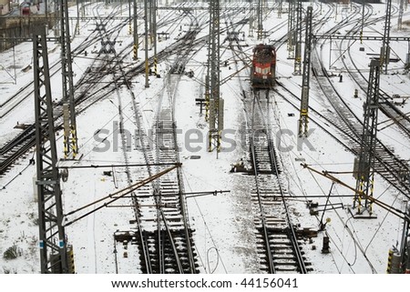 An image of railroad in Prague bird\'s-eye view