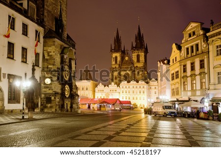 The Old Town Square in Prague in night