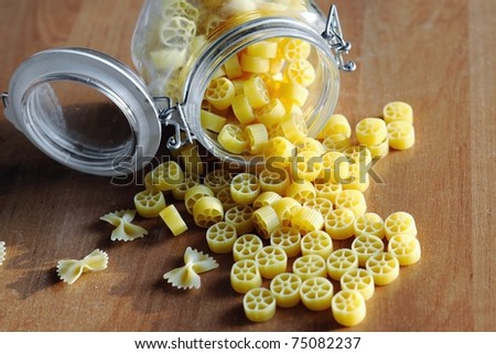 An image of pasta on the kitchen table