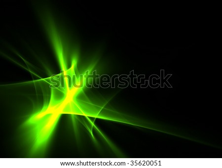 stock photo Green flames on black background beautiful 3D rendered 