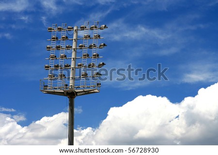 Stadium/arena lighting system with beautiful sky on the background.