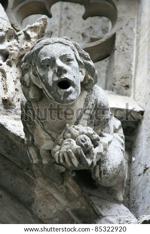 Close up details of a Gothic gargoyle on New Town Hall (Munich, Germany).