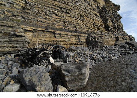 Car at bottom of cliff