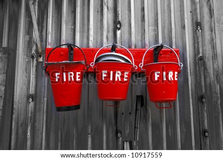 Three old fire buckets