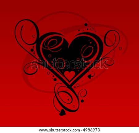 Black And Red Background. Black Heart On Red Background