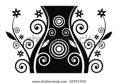 black and white flowers background. stock vector : Black and white