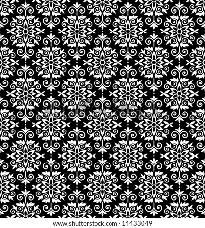 stock vector Black and white vector wallpaper pattern