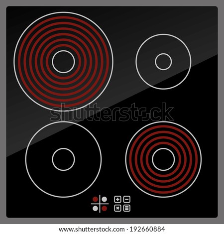 Kitchen Electric hob with ceramic surface and touch control panel