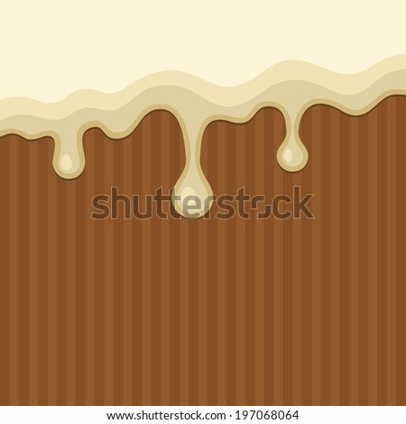 White Melted Chocolate Streams Background. Vector illustration