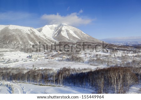 view of winter landscape in Hokkaido, Japan