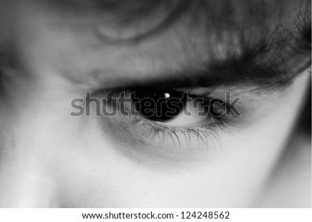 Black and white picture of a children eye