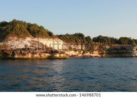 Marine landscape with white rocks on the Bulgarian Black sea coast