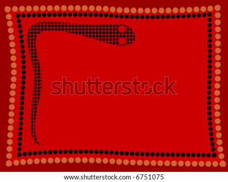aboriginal dot art. snake with dot art frame.