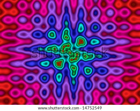 Abstract background in funky rainbow colors.
