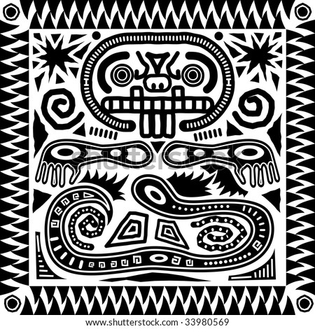 stock photo Jpeg aztec tribal pattern in black and white