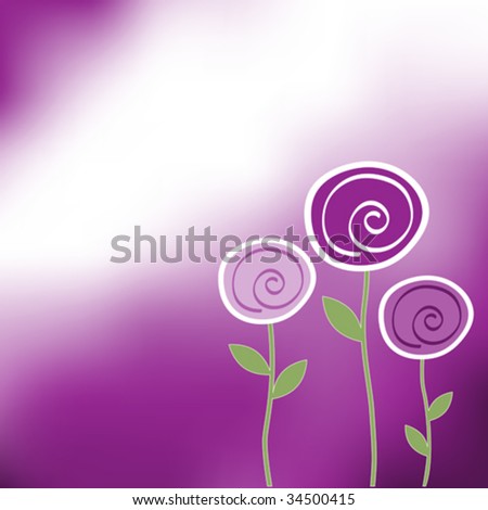 Vector illustration of whimsical flower background in purple.