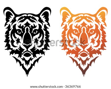 stock vector : Vector illustration of stylized tribal tiger tattoo.