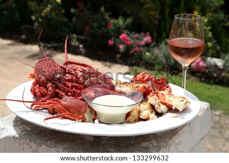 Crayfish served with a spicy white sauce.  Fresh from the Atlantic Ocean, steamed to perfection and served as a starter with a light wine.
