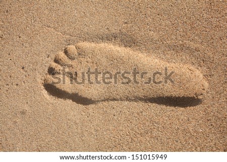 Footprint in the sand.  The South Coast of South Africa is an ideal holiday destination.
