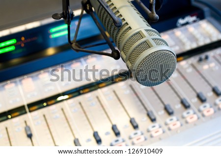 Radio Station Microphone and Mixer