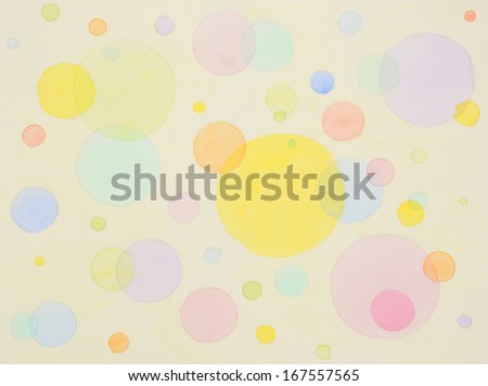 hand drawn abstract illustration of colorful circles on light yellow background