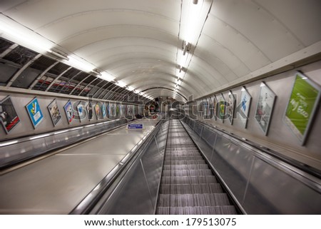 London, UK - June 7, 2009: The Green Park station opened December 15, 1906 with the name of Doover Street. The station was renovated in 1933. Changing name in Green Park.