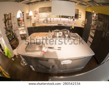 BOLOGNA, ITALY - April 19, 2015: Inside Ikea Bologna. Ikea is present in Italy for 25 years and has opened in Bologna in 1997.