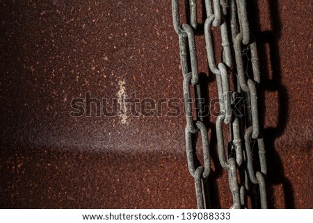 rusty chains over a very rusty and grungy barrel