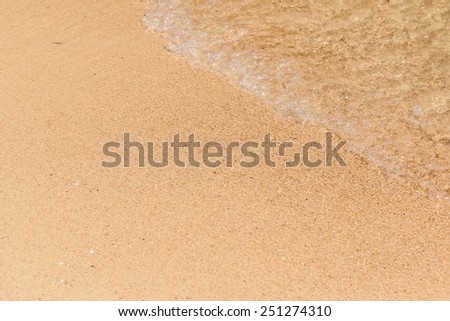 close up shot of the shoreline in a tropical beach with clean sand
