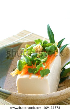 Japanese food cold Tofu called Hiyayakko