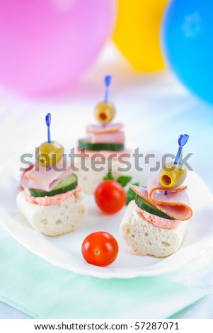 Close up of small sandwiches perfect for party food