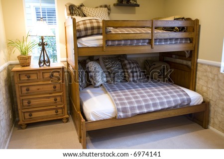 Cozy kids bedroom with a bunk bed.