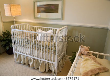 Baby Bedroom Items on Baby Bedroom With A Crib  Toys And Decor  Stock Photo 6974171