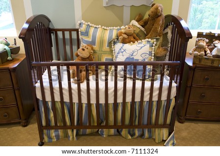 Baby Bedroom Items on Baby Bedroom With A Crib  Toys And Decor  Stock Photo 7111324