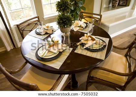 Dining table with luxury decor.